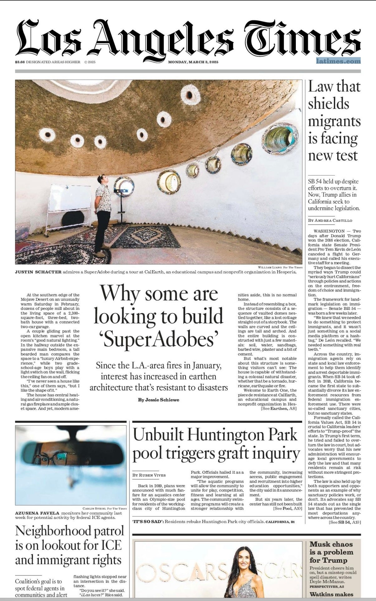 CalEarth on LA Times Front Page!: My next home must be fireproof" Why more Angelenos are looking to build ‘SuperAdobes